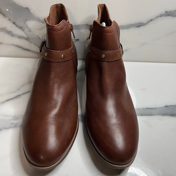 Clarks Collection Wmns Dk Brown Leather Trish Strap Boots Sz 12 Buckle Festival - Picture 2 of 7